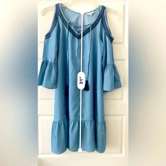 Crown & Ivy Chambray Peasant Dress XS ❤️ - Picture 11 of 14